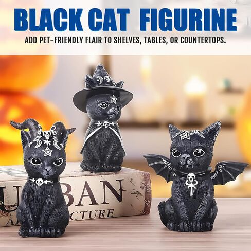 4 Cats Garden Decor Outdoor Statues Décor Black Cat Figurines, Gothic Home Decor, Cats Figurines Outdoor Lawn Ornament Decoration for Cats Lovers in Saudi Arabia