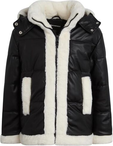 URBAN REPUBLIC Girls Puffer Jacket - Zip Up Coat Puffer Rain Jacket with Faux Fur Trim - Lightweight Jacket for Girls (7-16) in Saudi Arabia