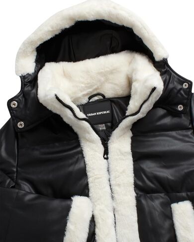 URBAN REPUBLIC Girls Puffer Jacket - Zip Up Coat Puffer Rain Jacket with Faux Fur Trim - Lightweight Jacket for Girls (7-16) in Kuwait