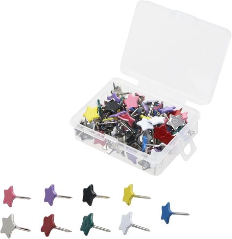 LC LICTOP Star Shape Flat Head Thumb Tacks Decorative Push Pin for Cork Board Bulletin Board Photo Wall Foam Board Costume Designing - White Star 100Pcs in Saudi Arabia