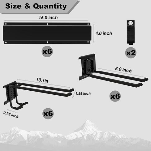 منظم أدوات المرآب على الحائط مقاس 48 بوصة، منظم أدوات ساحة الحديقة، شماعات أدوات قابلة للتعديل، حامل مجرفة الحائط، 3 قضبان و9 خطافات، حامل أدوات شديد التحمل - 330 رطلًا أقصى حمولة in Kuwait