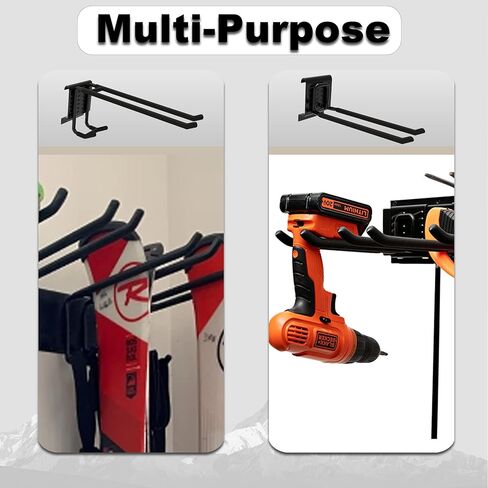 منظم أدوات المرآب على الحائط مقاس 48 بوصة، منظم أدوات ساحة الحديقة، شماعات أدوات قابلة للتعديل، حامل مجرفة الحائط، 3 قضبان و9 خطافات، حامل أدوات شديد التحمل - 330 رطلًا أقصى حمولة in Kuwait
