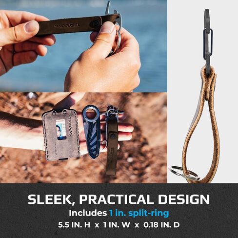 Trayvax Keyton Clip Carabiner Keychain Stainless-Steel, Dark Brown in Kuwait