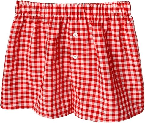 Verdusa Women's Button Front Plaid Print Shorts Elastic Waist Straight Leg Summer Shorts in Saudi Arabia