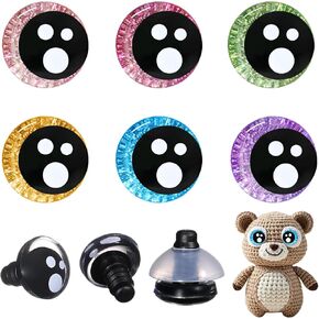 MUCUNNIA 72pcs 18mm 3D Kawaii بريق عيون السلامة للكروشيه مع غسالات السلطانية عيون السلامة القمر لعيون الكروشيه أميجورومي لحيوانات الكروشيه دمية الحرفية عيون زينة الهالوين
