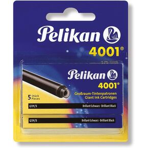 Pelikan 4001 GTP/5 Ink Cartridges for Fountain Pens, Brilliant Black, 1.4ml, 10 Pack (330860)