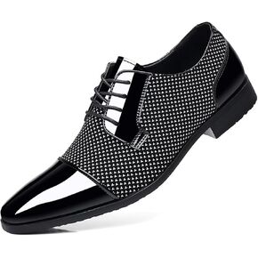 Men's Modern Cap Toe Patent Leather Tuxedo Dress Shoes Formal Business Lace up Oxfords Wedding Prom