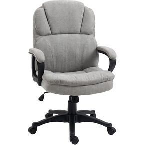 Vinsetto Massage Office Chair with 2 Vibration Motor Points, USB Power, Height Adjustable Executive Computer Chair, Comfy Desk Chair, Gray