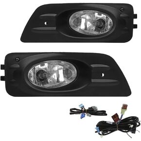 Driving Fog Lights Lamps Replacement for Honda Accord Sedan 4 Door 2006 2007 with H11 12V 55W Halogen Bulbs & Switch and Wiring Kit (Clear Lens)