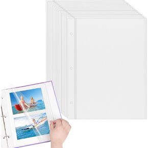 15 Sheets Photo Album Self Adhesive Pages for 3 Ring Binder - Photo Album Refill Pages, Photo Albums Pages Fit 2x3 4x6 5x7 8x10 Photo or Recipe Cards