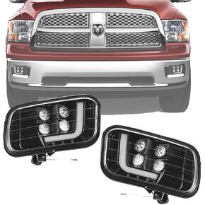 Tecoom Fog Lights for Dodge Ram 1500 2013-2018, OEM Replacement Bumper Driving Fog Lamps Assemblies, Pair Clear Lens with Bulbs