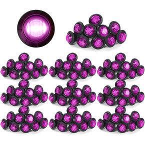 MADCATZ 100 Pcs 3/4 Inch Round Purple Light 3 LED 2835 Mini Clearance Side Marker Lights Shape Turn Lamps for Boat Trailer Truck Pickup Caravan RV Waterproof 12V DC