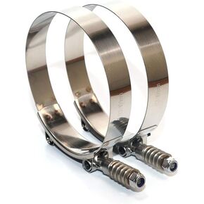 LTI 2 Pack 3.66"-3.98" Spring Loaded T Bolt Clamp Constant Tension Full 304 Stainless Steel for 3.5" ID Hose (93mm-101mm)