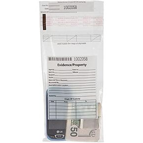 BankSupplies Clear Evidence Bags | Case of 1000 | 5W x 9H | Tamper Evident Seal | Write-On Panel for Information | Plastic Safety Security Bag | Serial Numbers & Tear Off