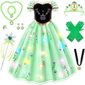 Meland Princess Dress Up for Girls - Light Up Princess Dress for Girls Role Play, Halloween Costume for Toddler Girls 3-10
