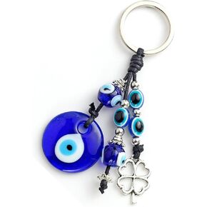 Turkish Evil Eye Keychain Hand of Fatima Alloy Keyring Good Luck Pendant Charms Home Decor Accessory