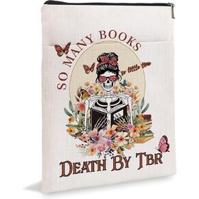 Book Strap, Book Sleeve for Book Lovers, So Many Books So Little Time Death by TBR Book Covers for Readers Sleeve Gift Paperback Book Cover with Zipper6JB019