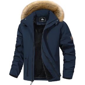 Men's Winter Coat Waterproof Warm Ski Snow Jacket Fur Hooded Parka Work Outerwear Snowboarding Jacket