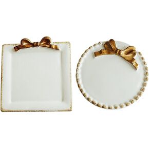 PRETYZOOM 2pcs Small Ceramic Jewelry Tray, White Trinket Dish Small Jewelry Holder Vintage Tray for Rings Earrings Necklaces Bracelet Vanity Table Decorative Tray