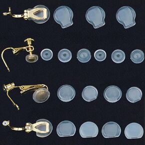 Earring Pads, Multi Style, 80 Pieces, 8 Sizes, TPE Material, Comfort Cushions for Clip-on Earrings, Clear, White, Milky (Group 3)