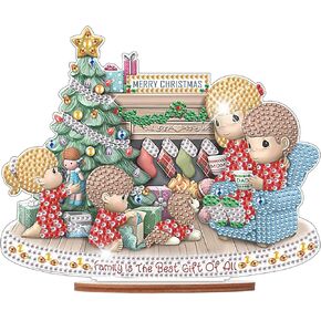 MVVMTOP 8x7inch Diamond Painting Kits DIY Family Christmas treesTabletop Decoration 5D Diamond Art Christmas Decorations