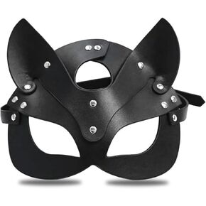 Utavu Leather Cat Mask Cat Eye Mask Cat Mask Halloween Leather Mask Women Cat Mask for Women Cat Halloween Accessories for Women Cat Mask for Women Cat Eye Mask Costume