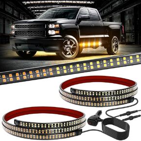 SHINIGHT 2PCS 70 inch Emergency Truck Strobe Lights Strips, 864 LEDs Amber White Running Board Light bar Waterproof Safety Warning Flashing Light for Fire Trucks Pickup SUV Construction Vehicles