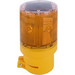 Qooltek Solar LED Warning Light Garden Warning Lamp Flashing Barricade Light Road Construction Safety Signs Flash Traffic Light Flicker Beacon Lamp (Yellow)