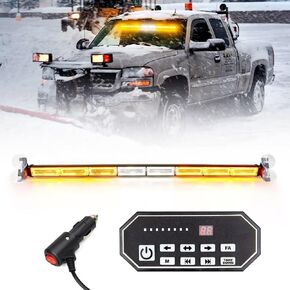 OPP ULITE Led Strobe Light Bar White Amber 9 Key Switch, 80pcs Led, 20 Modes, 32inch Safety Flashing Warning Hazard Front/Rear Windshield Emergency Traffic Advisor Lights for Vehicles Trucks