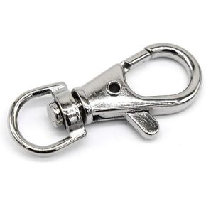 JSSHI 40 Pack 1.5" x 0.5"Snap Clasp Hook Nickle Plated Lobster Claw Swivel Clasps for Key Ring and Craft Findings (Silver)