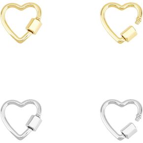 UNICRAFTALE 4pcs 2 Colors Screw Carabiner Lock Brass Screw Lock Clip Heart Lock Key Clasps Carabiner Clasp Metal Keychain Clip Hook Quick Link for DIY Jewelry Making Handbag Accessory