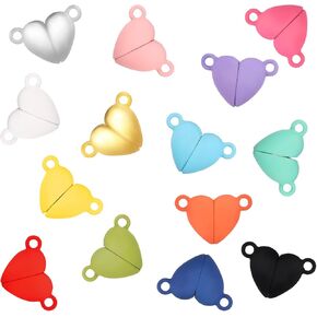 14Pairs Heart Shaped Magnetic Jewelry Clasps, Magnetic Bracelet Clasps and Closures Magnetic Clasp for Necklaces, Bracelet Clasp Converter for DIY Making Wedding Jewelry Accessories