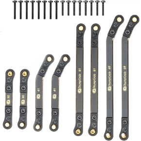 RampCrab High Clearance 4 Links Set for SCX24 90081, Brass Links Set, Upgrade Parts for SCX24 Deadbolt, Betty B17, Axial 1/24 RC Crawler Car Upgrade Accessories, 8Pcs, Black