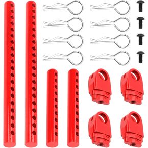 ShareGoo Metal RC Body Post Mounts Front Rear Body Holder Kit Compatible with Tamiya TT02 TT-02 1/10 RC Upgrade Parts (Red)