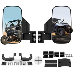 Universal UTV Side Mirrors,UTV Mirror with Two Installation Methods Compatible with 2015-2024 Polaris Ranger 570 900 XP 1000 RZR General Can-Am Defender (Fits Pro-fit Cage and Roll Bar)