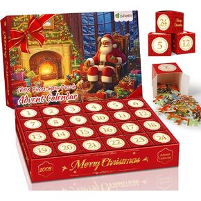 D-FantiX Puzzle Advent Calendar 2024 for Adults Kids, Christmas Santa Scene Jigsaw Puzzles 24 Days Countdown Calendars for Boys, Girls, Teens, 1008Pcs Puzzle Gift Stocking Stuffers Decoration