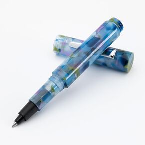 Monteverde MVP Liquid Rollerball Pen Blue Squares - Broad Point - Compact & Versatile Mini Pocket Pen - Liquid Rollerball Technology - Cartridge & Eyedropper Fill