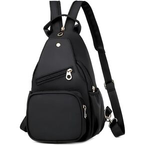 Generic Waterproof Double Shoulder Strapped Zipper Crossbody Backpack, Women's Fashionable Small Casual Outdoor Travel Backpack (Black)