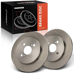 A-Premium 10.19 inch (259mm) Rear Solid Disc Brake Rotors Compatible with Select Toyota Models - Yaris 2012-2018 1.5L, 2-PC Set
