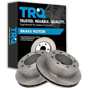 TRQ Rear Brake Rotors Set Vented Compatible with 2003-2007 Ford E-250 1999-2002 E-250 Econoline 2002 E-450 Econoline Super Duty 2003 E-450 Super Duty
