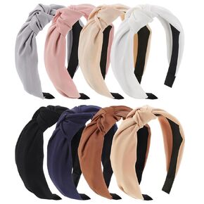Headbands for Women, 8Pcs Knotted Headbands Fashion Women Hair Accessories Coffee Series Knotted Wide Headbands