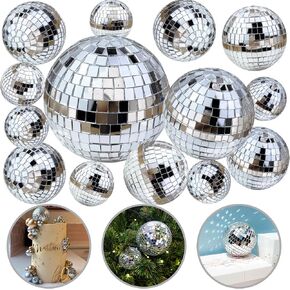 34 PCS 1.18Inch Disco Ball Cake Decoration Ornaments Reflective Mirror Ball Cake Decoration 70s Disco Themed Party Decoration for Christmas Tree Dance Music