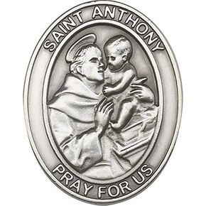Antique Silver St. Anthony Visor Clip