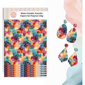 GOTO CLAY TOOLS Polymer Clay Transfer Paper, Green Marble Water Soluble Transfer Sheet for Polymer Clay, Bright Colors Even After Baking, No Cracking, 4 x 5.5 inches, 6 Pcs| TPUS-802