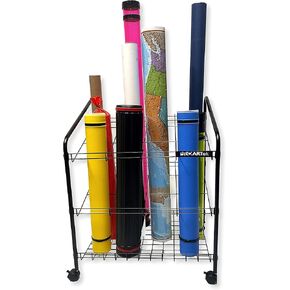 Drafting PK00003 Model WRF55 Wire Bin Roll File Blueprint Holder, 12 Slots, 5 x 5 Inches; 4 Swivel Casters; Plastic Coated Heavy-gauge Steel Rods