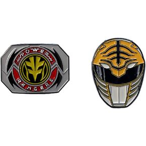 Power Rangers White Ranger Mask and Emblem Tommy Officially Licensed 2 Pack Enamel Pin set