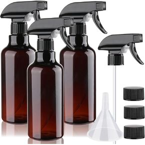 3 Pack Plastic Spray Bottles Empty Spray Bottle 10oz/300ml Heavy Duty Spraying Bottles Mist/Stream Water Bottle for Cleaning Solutions, Essential Oils, Hair, Cooking (Amber)