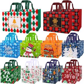 DULEFUN 20pcs Christmas Gift Bags, Reusable Christmas Tote Bags Treat Non-Woven Bags Large Medium Small Xmas Shopping Wrapping Bags for Christmas Holiday Party Favors Supplies in Kuwait