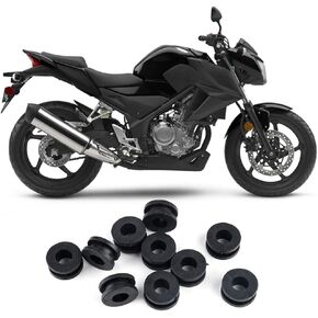 Motorcycle Rubber Washers, 10 Pieces Motorcycle Fairing Rubbers Grommets, Motorcycle Gas Rubber Bushings, ABS Motorcycle Gaskets Black