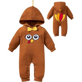 Baby Boy Girl Costume Thanksgiving Little Turkeys Cosplay Hooded Romper
